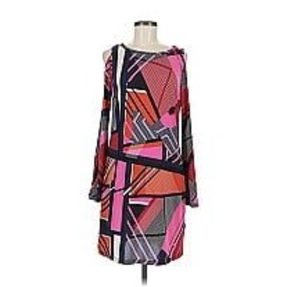 Trina Turk Cold-Shoulder Dress, size small, Bell Sleeves, Poly/Spandex